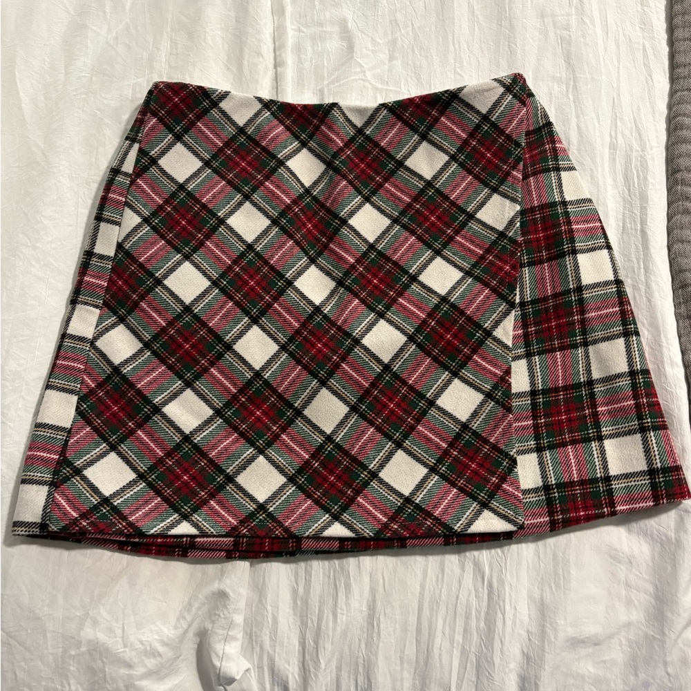 Hollister Red and Black Plaid Mini Skirt
